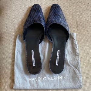 Manolo Blahnik Snakeskin Mules